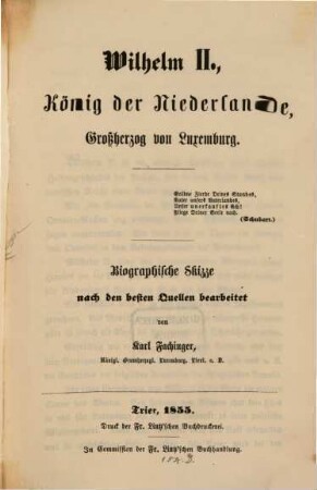 Wilhelm II, König der Niederlande, grossherzog von Luxemburg
