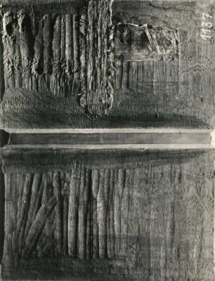 Uden, Lucas van. Landschaft mit dem Regenbogen. Eichenholz; 42 x 63,5 cm, bezeichnet. Gesamtaufnahme für Restaurierungszwecke (Rückseite). Dresden: Staatliche Kunstsammlungen, Gemäldegalerie Alte Meister Kat. 1930 Nr. 1137