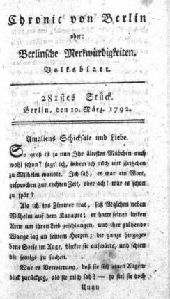 281stes Stück, Berlin, den 10. März. 1792