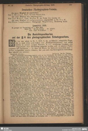 Die Ansichtspostkarten und der §4 des photographischen Schutzgesetzes