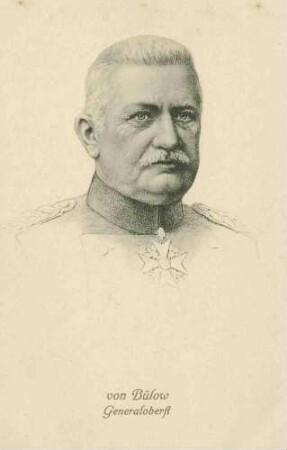 Karl Wilhelm von Bülow, Generaloberst, späterer Generalfeldmarschall in Uniform mit Orden pour le mérite, Brustbild in Halbprofil