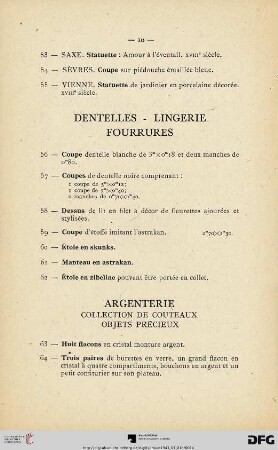 Dentelles - Lingerie - Fourrures (Nr. 56-62)