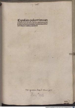 Copulata pulcerrima atq[ue] optima super octo libros Phisicor[um] Arestotel[is] cum textu : iuxta doctrina[m] excellentissimi doctoris sancti Thome de Aquino ordinis predicatorum