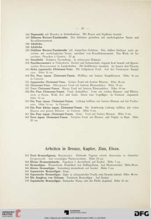 Arbeiten in Bronze, Kupfer, Zinn, Eisen (Nr. 563-718)