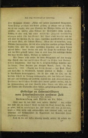 Beiträge zu Lebensbildern von Schulmännern unserer Zeit : Vorbemerkung und Bitten an die Leser