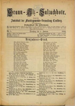 Traun-Alz-Salzachbote : Volksblatt für jedermann ; Amtsblatt der Marktgemeinde-Verwaltung Trostberg. 16. 1884