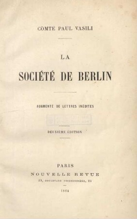 La Société de Berlin : augmenté de lettres inédites