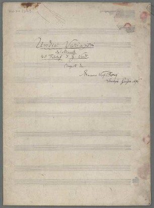 Variazioni sul Menuetto del "Falstaff" di G, pf, G-Dur, Verdi - BSB Mus.ms. 23149 : Undici Variazioni // sul Menuetto // del "Falstaff" di G. Verdi // composte da // Ermanno Wolf-Ferrari // Venezia Giugno 1896 ; [caption title p.3:] Tema // Tempo di Menuetto