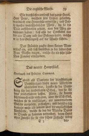 Das neunte Hauptstück. Großmuth des Fräulein Summers.