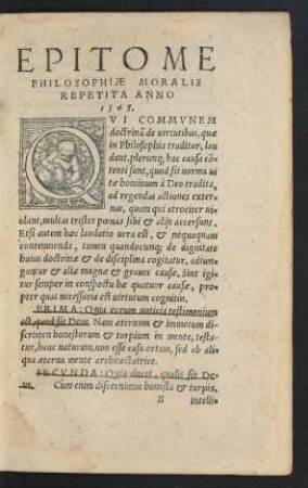 Epitome Philosophiae Moralis Repetita Anno 1548.