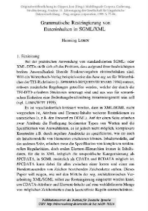 Grammatische Restringierung von Dateninhalten in SGML/XML