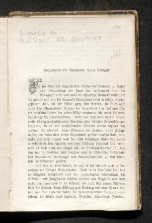 Hochzuverehrende Anwesende, theure Collegen!