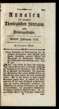 Siebenzehnte Woche