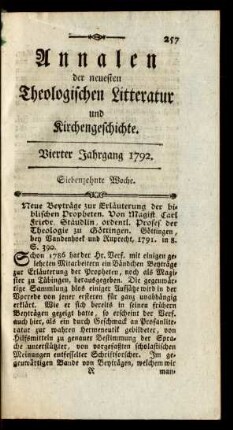 Siebenzehnte Woche