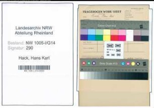 Entnazifizierung Hans Karl Hack , geb. 26.04.1908 (Pfarrer)