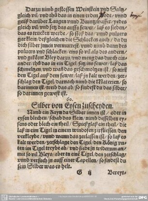 60. Silber von Eysen zuscheyden.