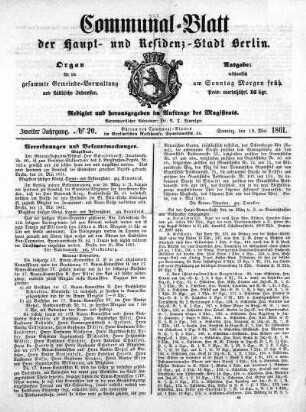 1861,20: No. 20, 19. Mai 1861