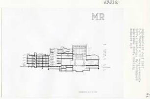 Max Reinhardt Theater und Schauspielschule, Berlin-Tiergarten (Diplomarbeit bei Peter Poelzig): Schnitte 1:200