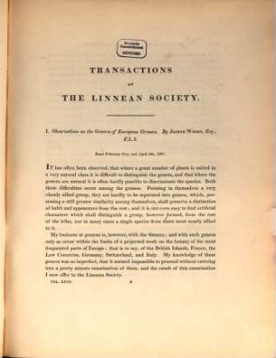 The transactions of the Linnean Society of London. 18, 18. 1838/40