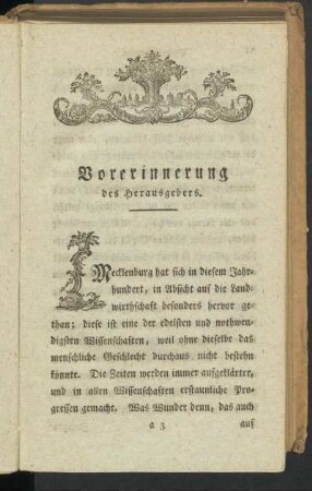 Vorerinnerung des Herausgebers