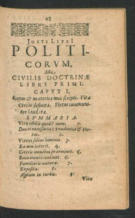 Justi Lipsi Politicorum. Sive Civilis Doctrinae Libri Primi.
