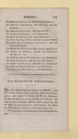 Das Fuerstenthum Hohenzollern