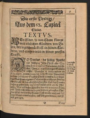 Die erste Predigt/ Aus dem 63. Capitel Esaiae.