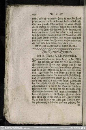Ehe-Viertel-Stunde, den 16. May. 1745. in Herrnhaag