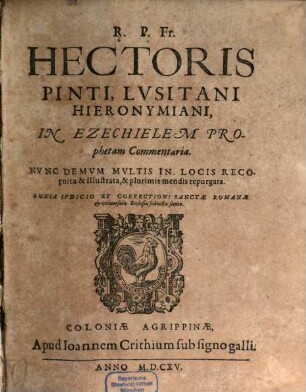 R.P.Fr. Hectoris Pinti, Lusitani Hieronymiani, In Ezechielem Prophetam Commentaria