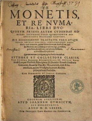 De Monetis Et Re Nvmaria : Libri Dvo ...