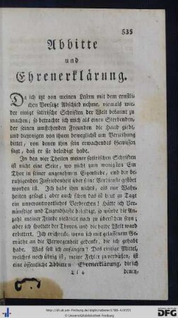 Abbitte und Ehrenerklärung.