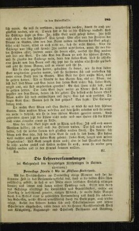 ¬Die¬ Lehrerversammlungen bei Gelegenheit des diesjährigen Kirchentages in Barmen : (Fortsetzung)