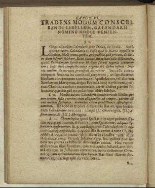 Caput VI. Tradens Modum Conscribendi Libellum, Calendarii Nomine Hodie Venientem.