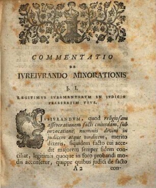Commentatio iuridica De iuramento minorationis seu minutionis, vulgo Minderungs- oder Verminderung-Eyd : ex genuinis germanicarum legum fontibus deducata variisque observationibus illustrata