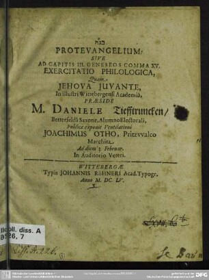 Protevangelium, sive ad capitis 3. geneseos comma 15. exercitatio philologica