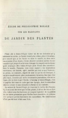 Étude de philosophie morale sur les habitants du jardin des plantes