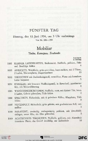 Mobiliar (Nr. 1081-1116)