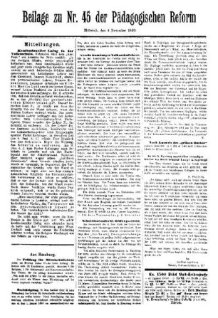 Mitteilungen : Beilage zu Nr. 45 der Pädagogischen Reform