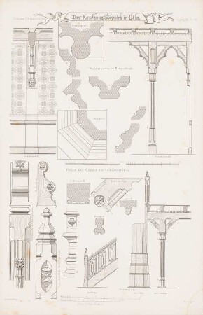 Kaufhaus Gürzenich, Köln: Details (aus: Atlas zur Zeitschrift für Bauwesen, hrsg. v. G. Erbkam, Jg. 13, 1863)