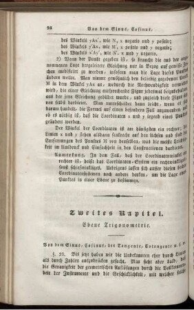 Zweites Kapitel. Ebene Trigonometrie.