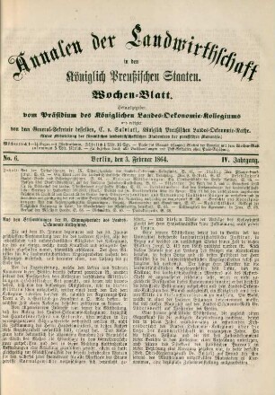 No. 6. Berlin, den 3. Februar 1864. IV. Jahrgang.
