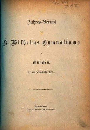 Jahresbericht. 1877/78