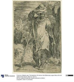 Der kleine Hirte (Stehender junger Hirte mit Hund neben einem Baum)