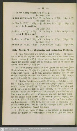 XII. Vermischte, allgemeine und besondere Notizen
