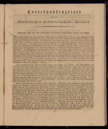 Correspondenzblatt des Kurhessischen Landwirthschaft-Vereins