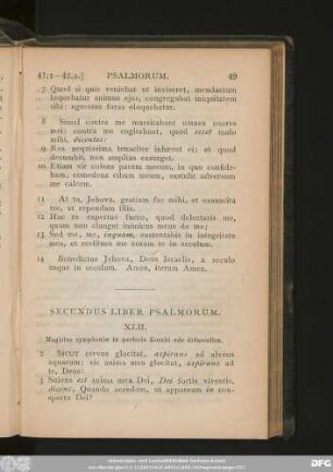 Secundus Liber Psalmorum.