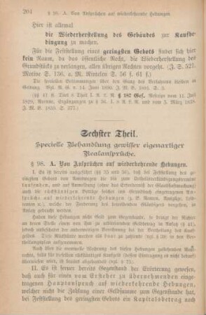 Sechster Theil. Specielle Behandlung gewisser eigenartiger Realansprüche