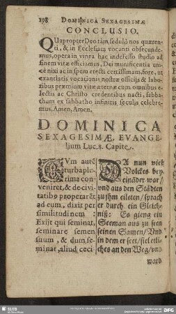 Dominica Sexagesimae, Evangelium Luc. 8. Capite