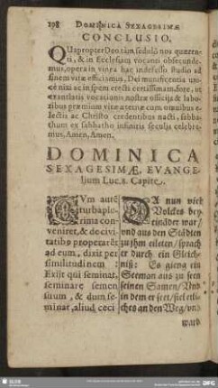Dominica Sexagesimae, Evangelium Luc. 8. Capite