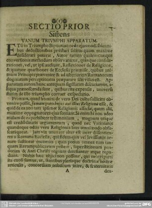 Sectio Prior Sistens Vanum Triumphi Apparatum